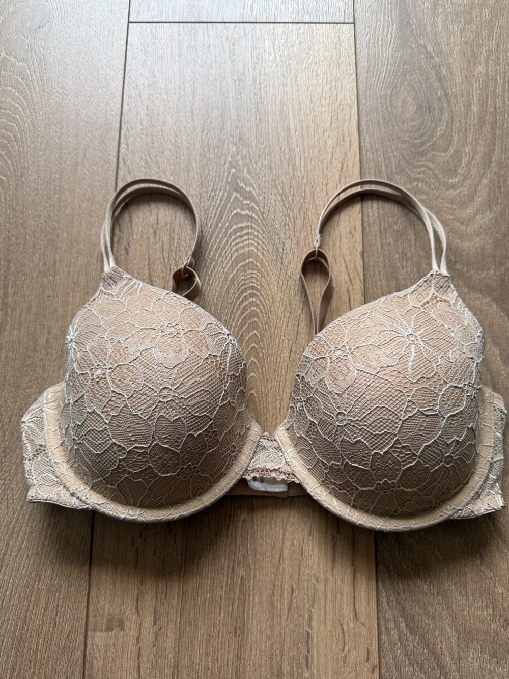 Calvin Klein Beige Lace Padded T-Shirt Bra
